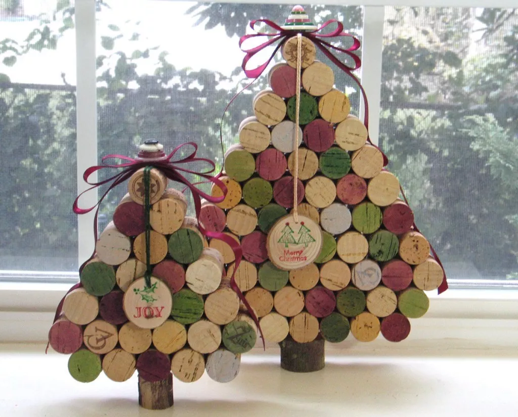 Décoration de fenêtre de Noël - bouchons de vin