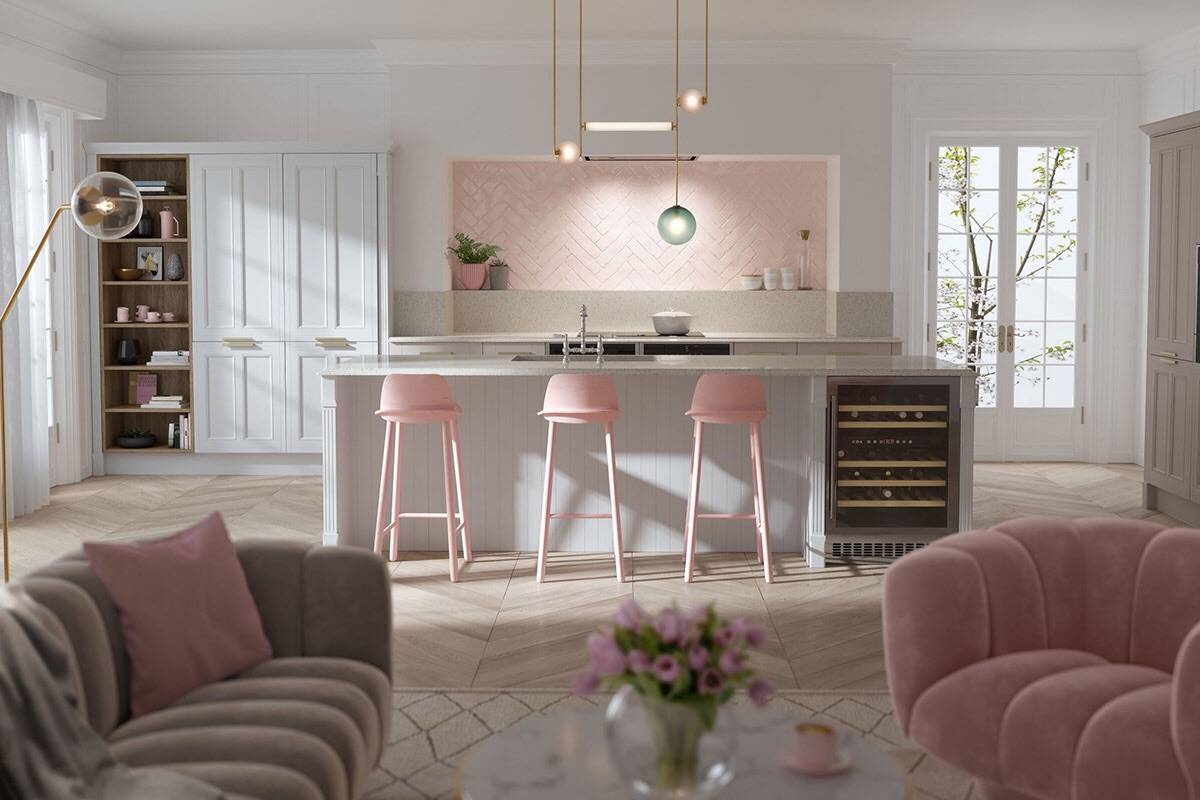 ¿Qué colores combinan con una cocina rosa?