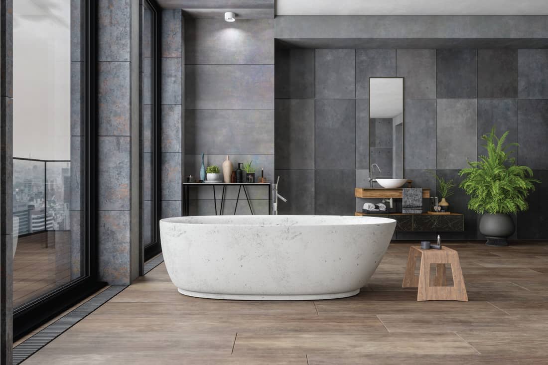 Idee bagno Scandi colori scuri