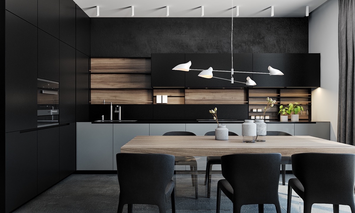 Una cocina en negro y madera: la tendencia más caliente de 2021