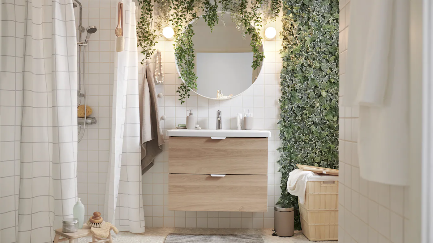 Color crudo - un baño con plantas