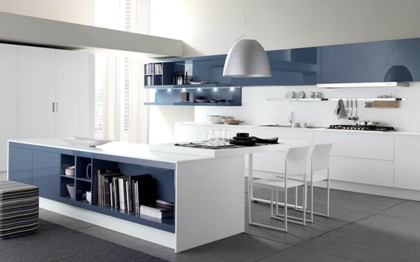 Cocina con decoración azul