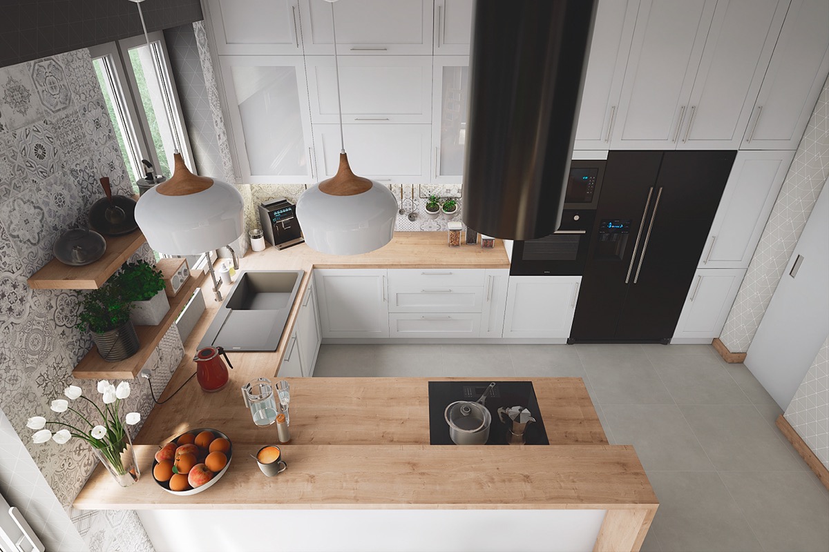 Una cocina en forma de U con una ventana sobre el fregadero - un sabor de la modernidad en casa