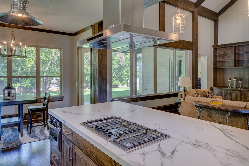 English style kitchen with natural accents - wood and plants