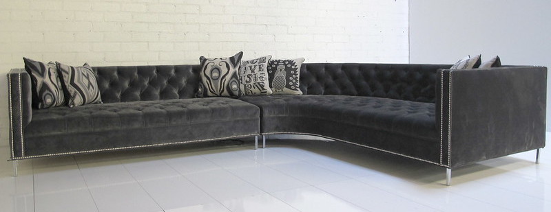 Charcoal color corner sofa