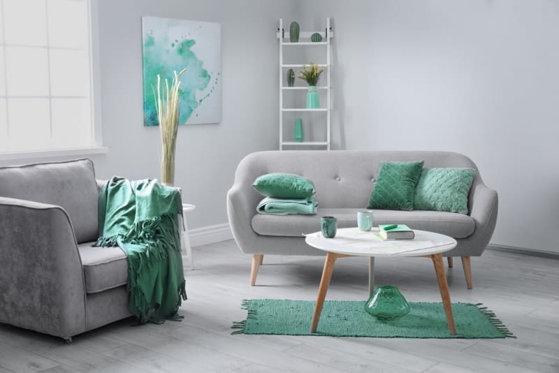 Mint color with grey - an idea for minty green