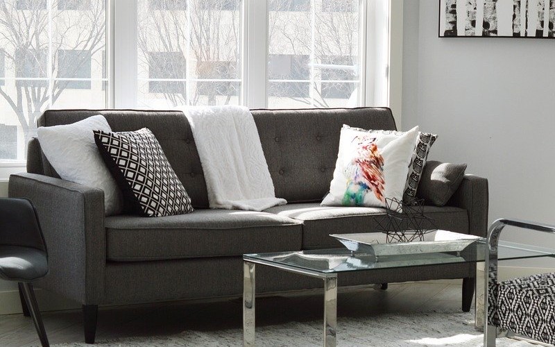 Charcoal to accentuate sofa and armchairs