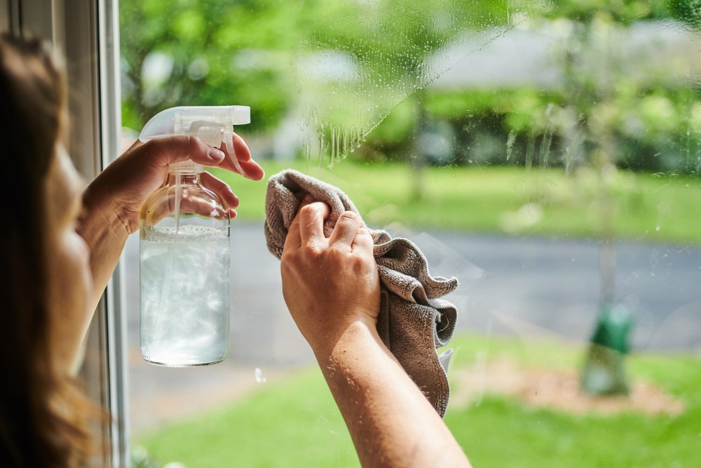 A homemade window cleaning solution