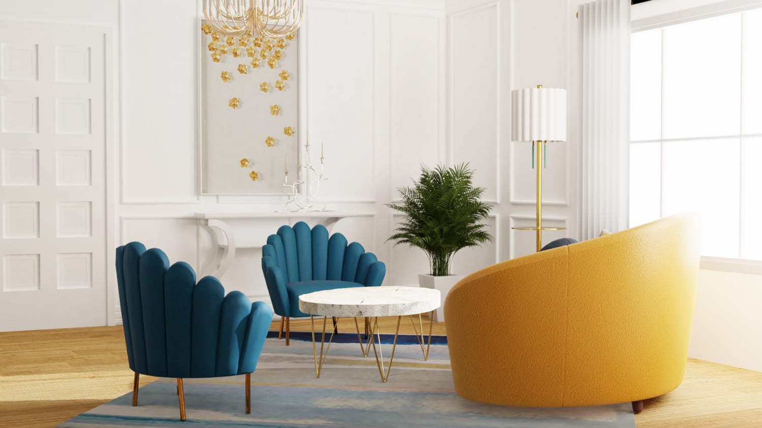 Azul y amarillo - collors para la sala de estar