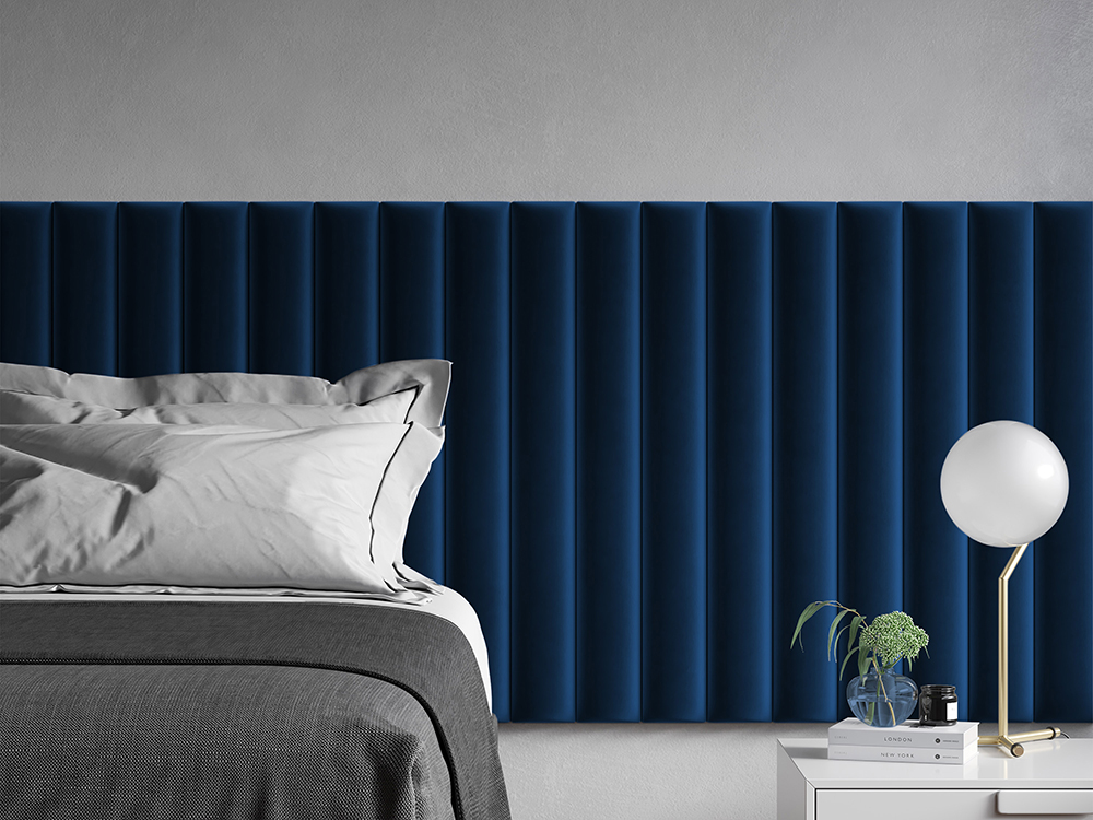 Upholstered wall panels as a decorative stripe