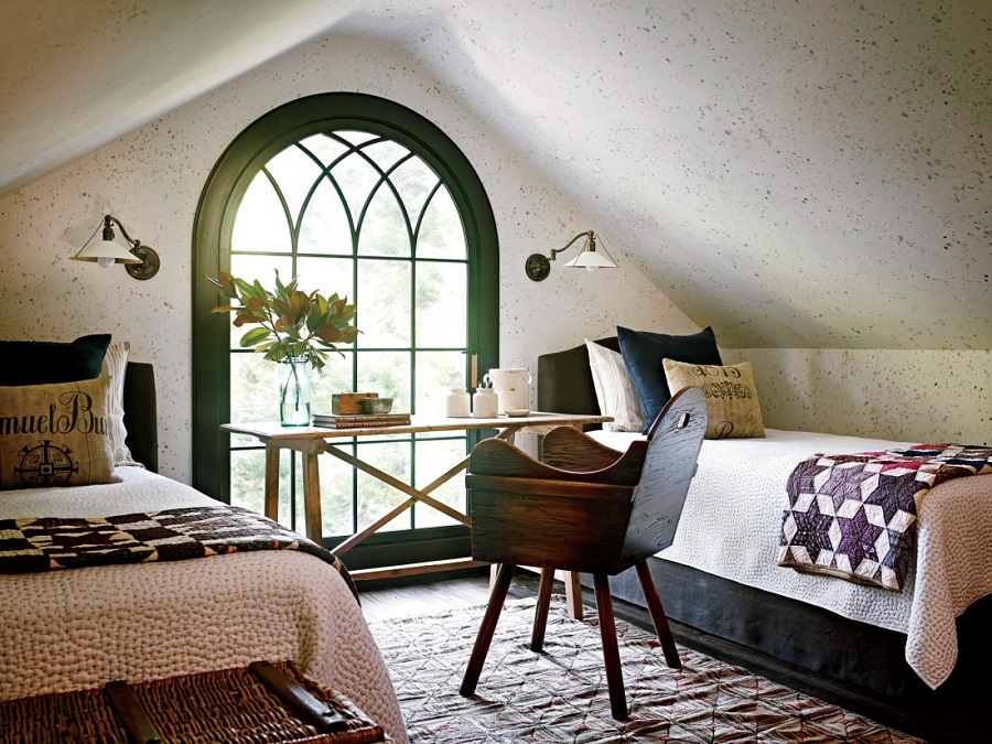 A guest bedroom design in the attic