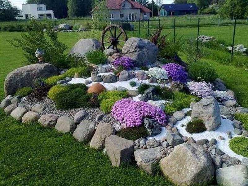 Progettazione del paesaggio del giardino con un giardino roccioso