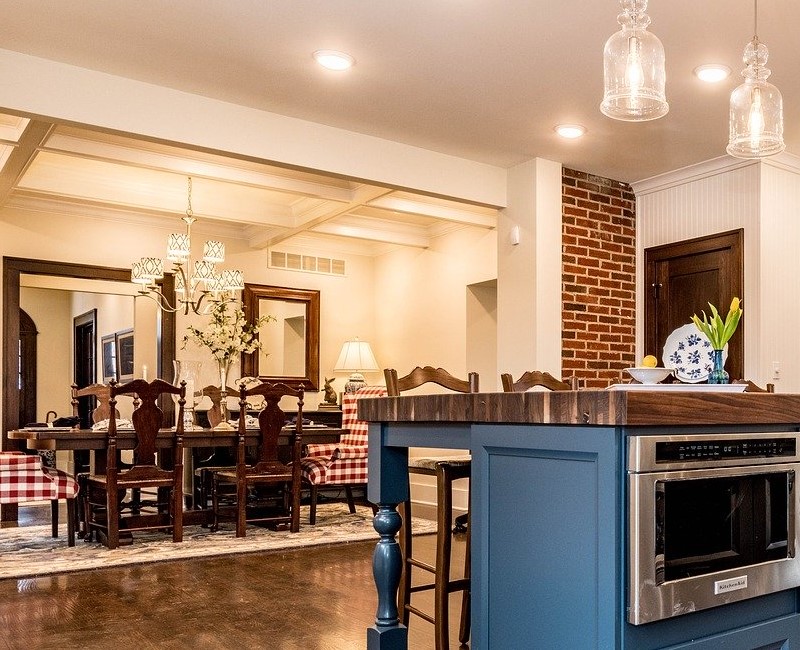 English style living room with dining area