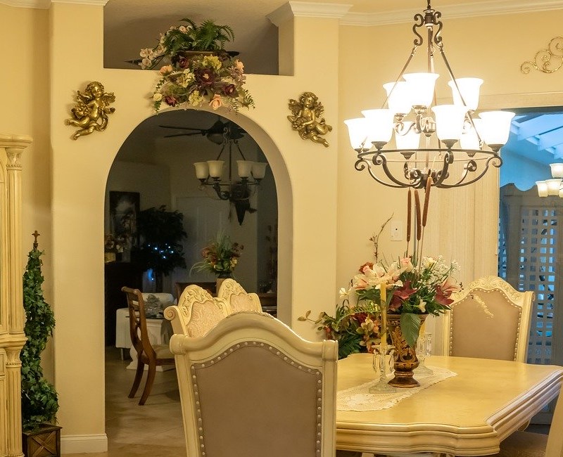 English style living room with dining area