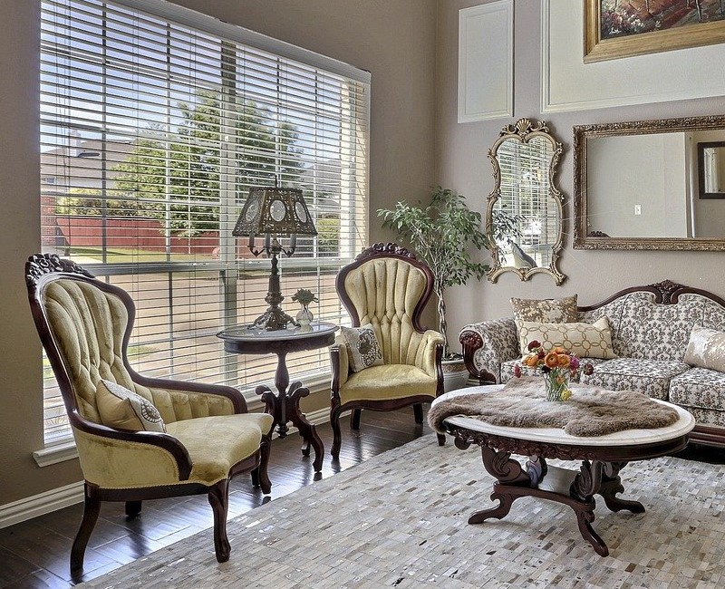 English style living room with dining area