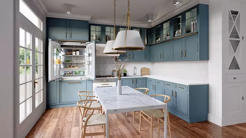 Una cucina idilliaca in stile Hamptons