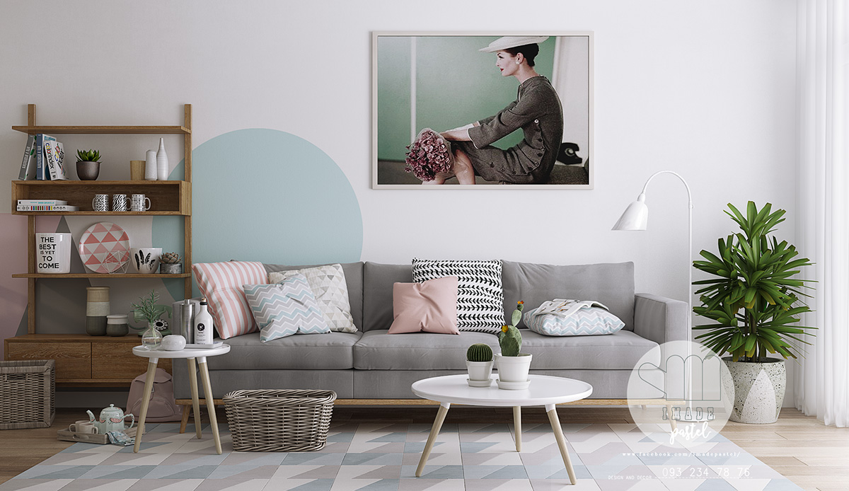 Scandi-Wohnzimmer - ein Bild an der Wand