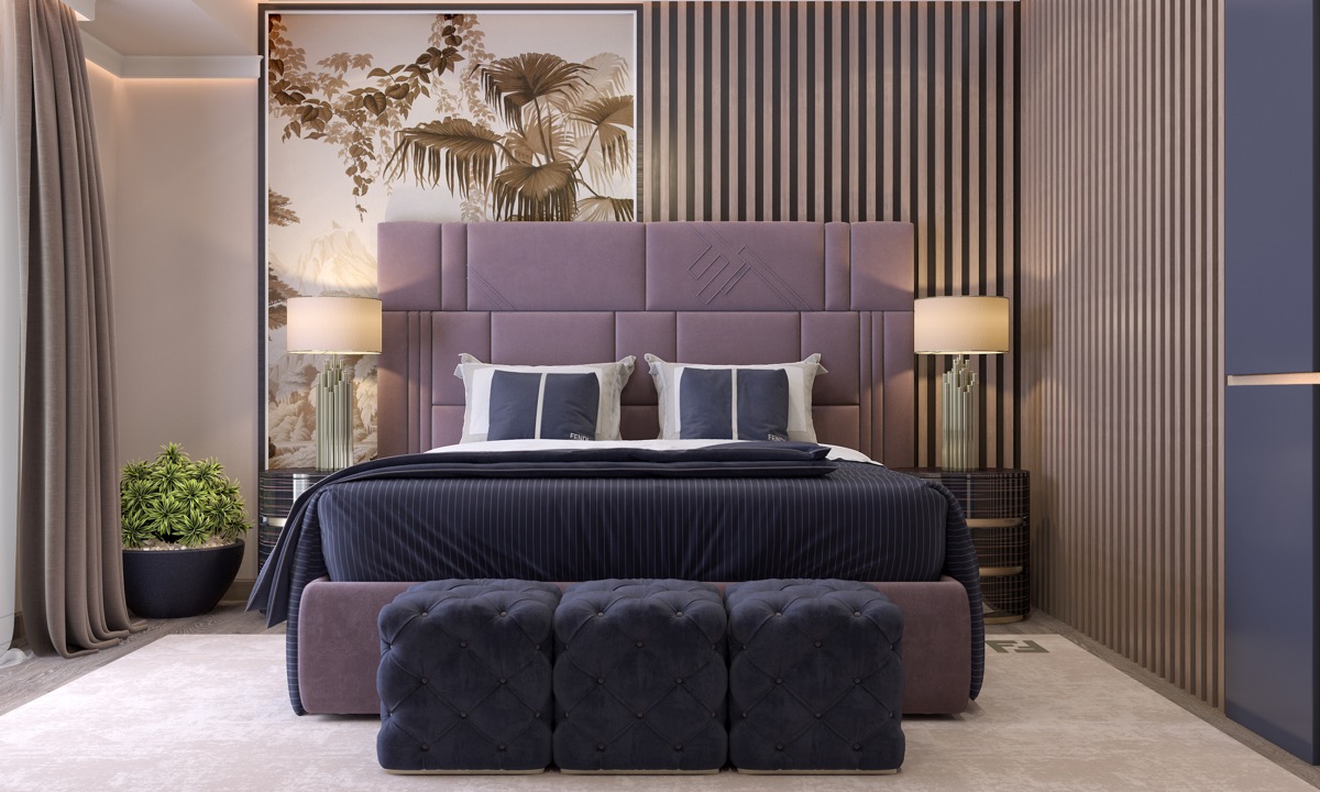 Couleur violette pour la chambre et le bois