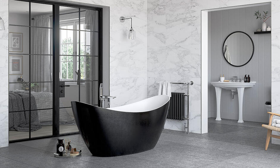 Idee per il bagno grigio - con il nero