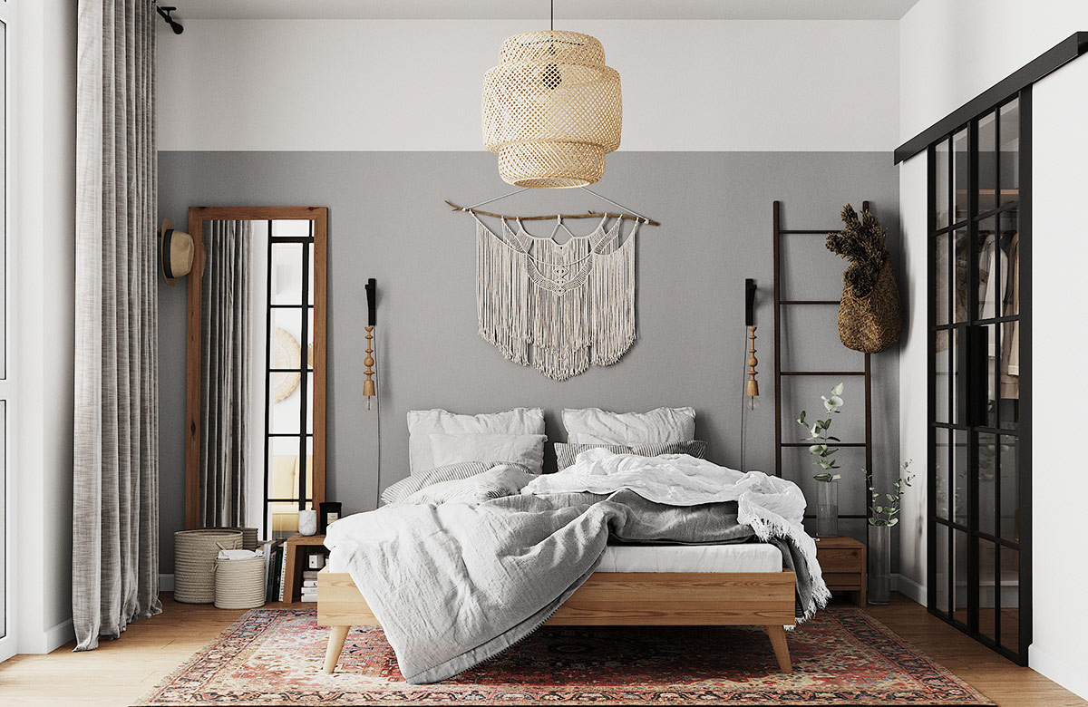 Decoración bohemia para el dormitorio: elige el gris, el azul o el verde