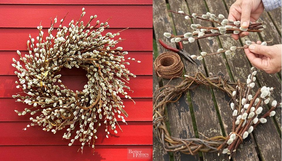 Easter wreath made of pussy willow