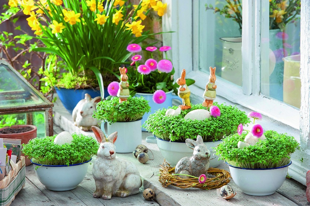 Conejitos de Pascua - centros de mesa de Pascua inspiradores