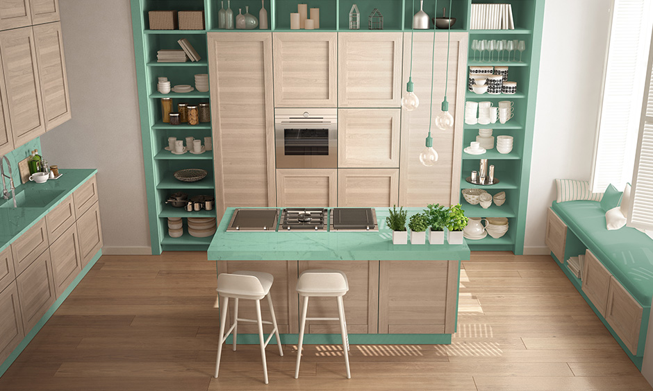 Un'interessante cucina verde